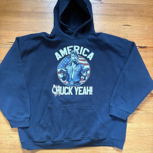 American Chuck Norris black graphic hooded sweatshirt SIZE 2XL