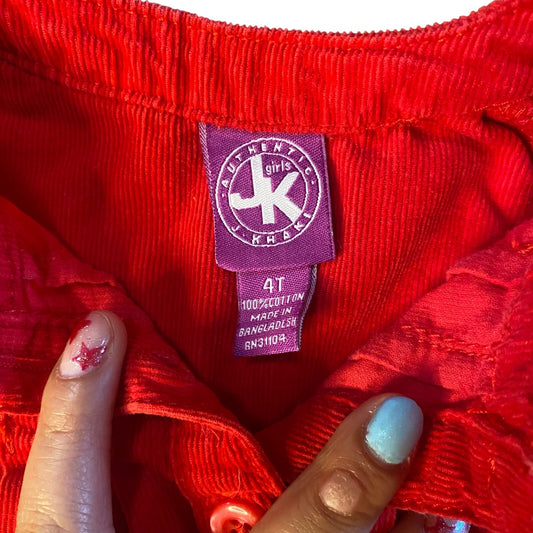 J. Khaki red corduroy cotton long sleeve dress SIZE 4T