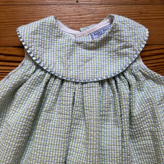 The Bailey Boys blue green checkered seersucker sleeveless dress SIZE 24M