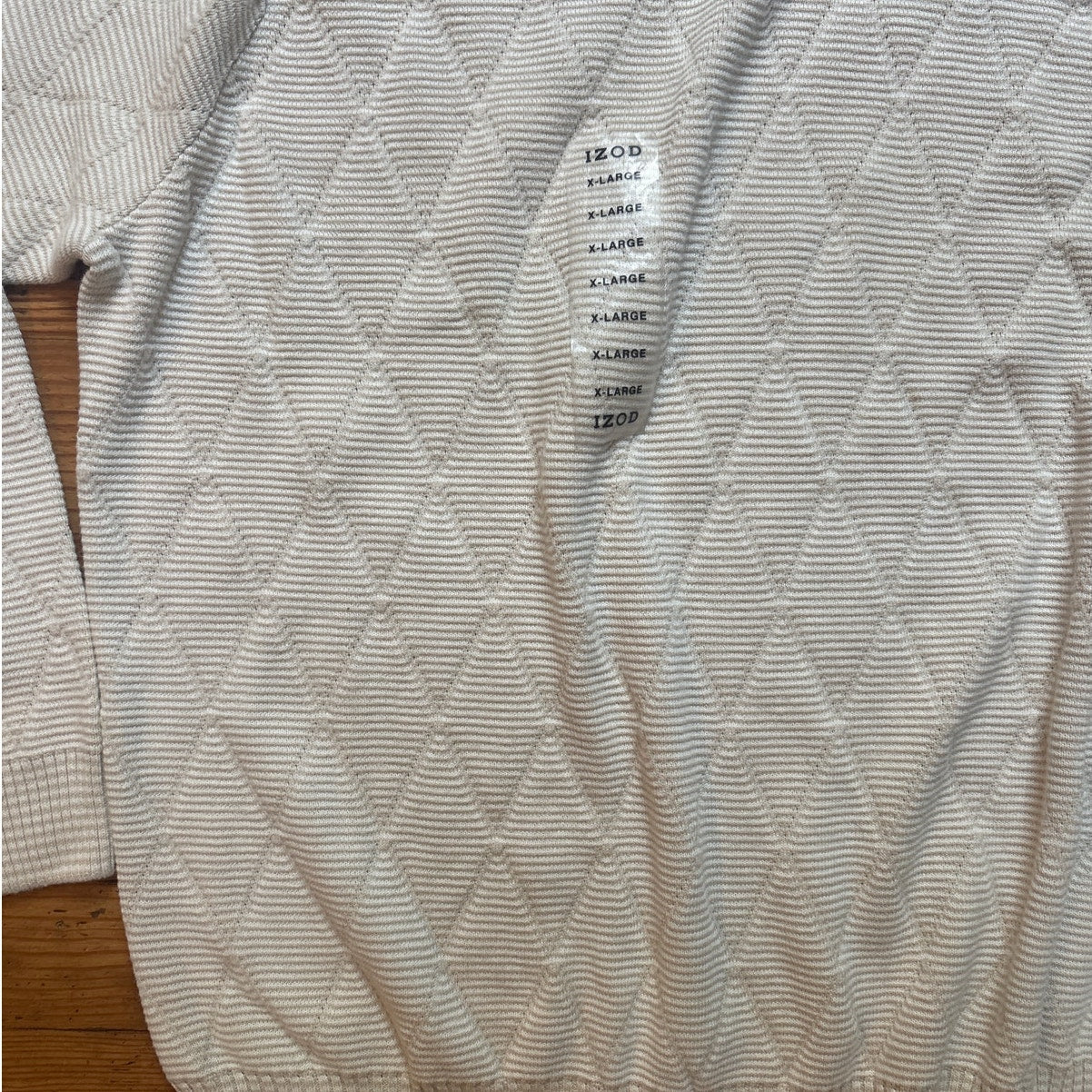 NWT IZOD light beige argyle crew sweater SIZE XL
