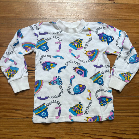 Sara's Prints vintage 90s telephone long sleeve turtleneck shirt SIZE 8
