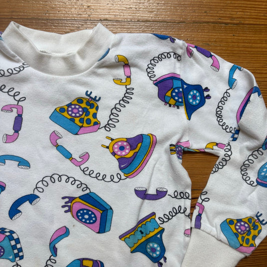 Sara's Prints vintage 90s telephone long sleeve turtleneck shirt SIZE 8
