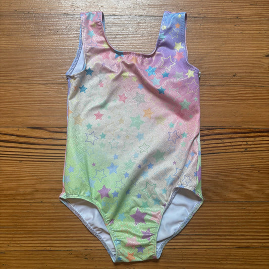 Colorful pastel star sleeveless athletic girls gymnastic bodysuit SIZE 3-4