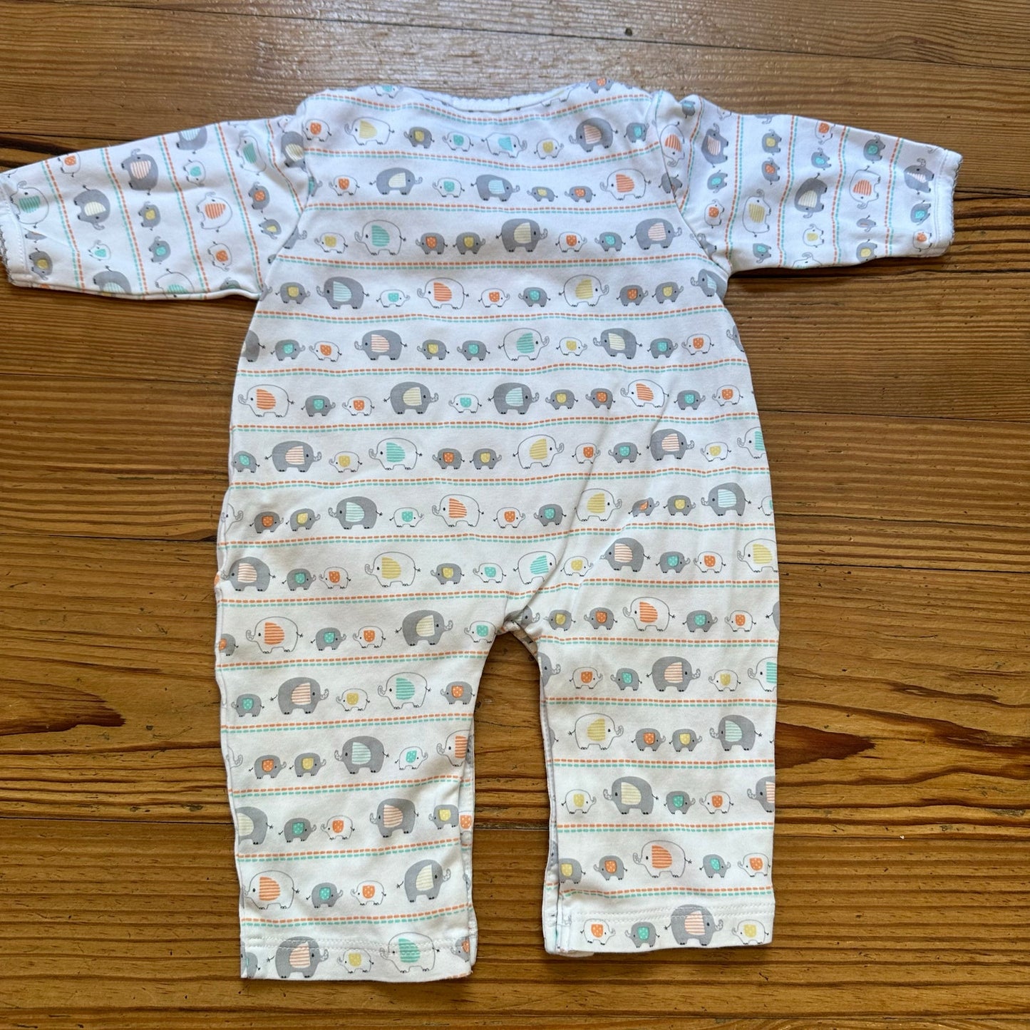 Kissy Kissy white striped elephant printed pocket front one piece SIZE 3-6M