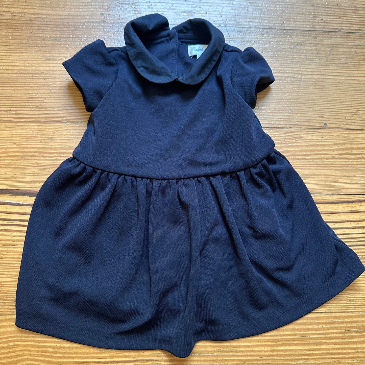 Ralph Lauren navy blue collar short sleeve fit flare dress SIZE 3M