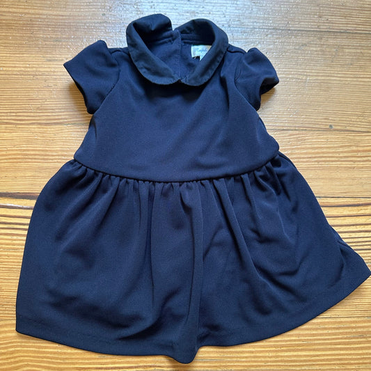 Ralph Lauren navy blue collar short sleeve fit flare dress SIZE 3M