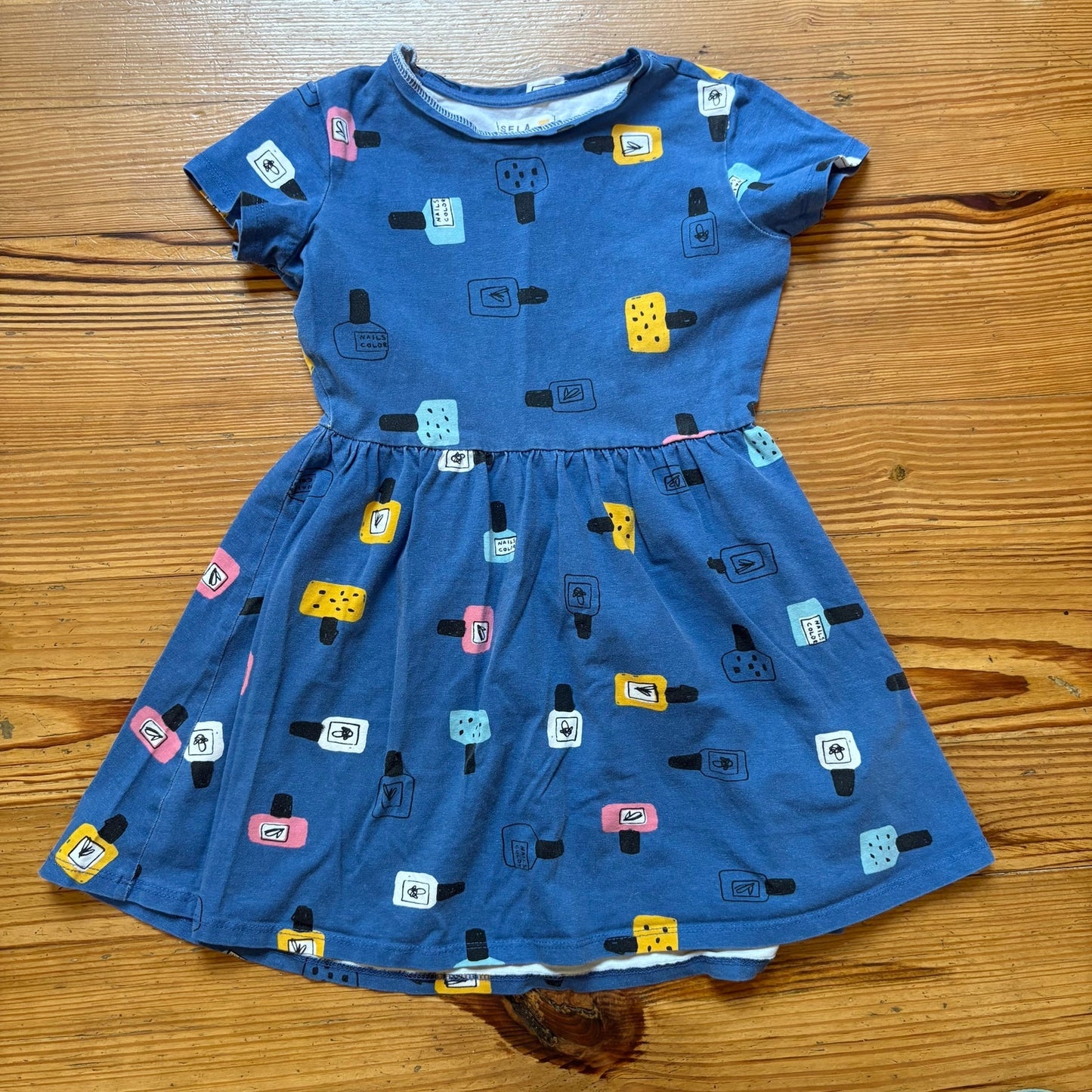Sela blue nail polish makeup short sleeve girls dress SIZE 6
