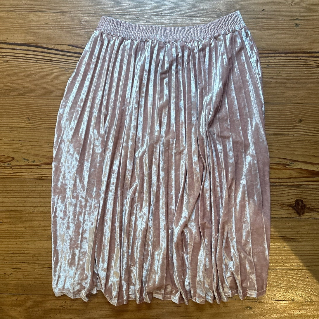 A New Day blush pink velvet romantic pleated midi skirt SIZE M