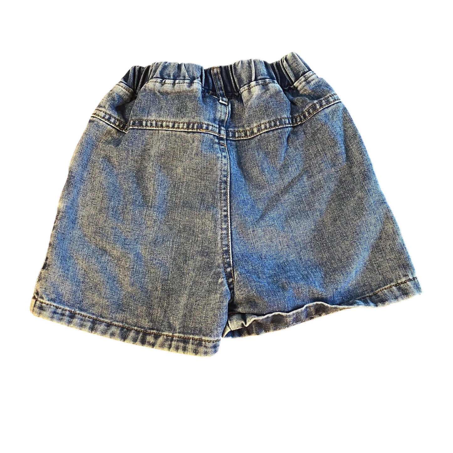 Shein medium wash strawberry embroidered elastic waist pull on shorts SIZE 6