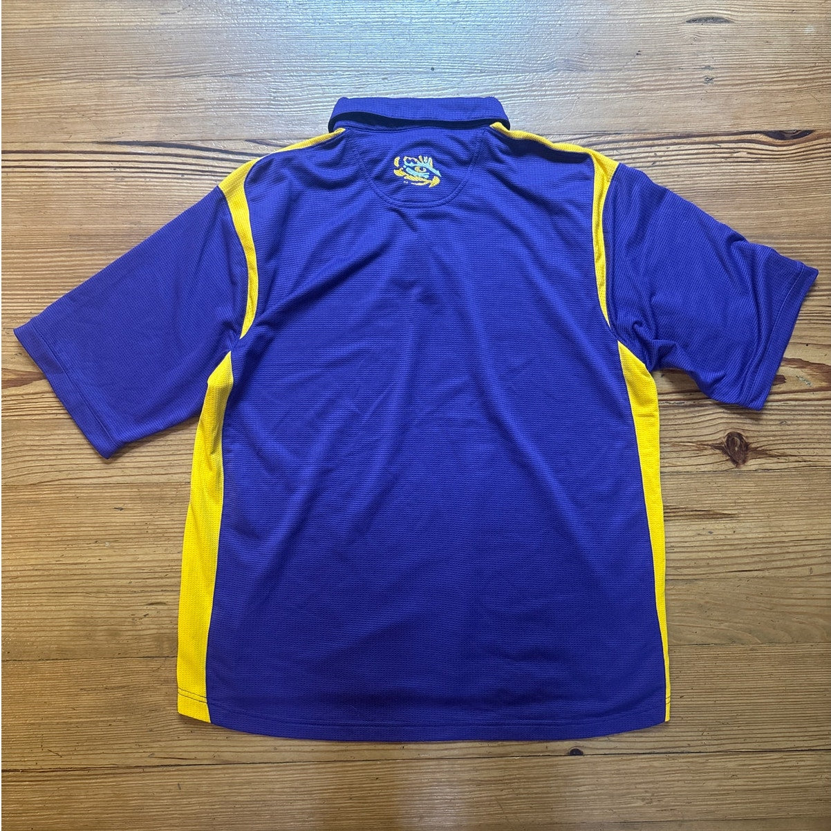 Nike LSU Louisiana State University purple yellow short sleeve polo shirt SIZE L