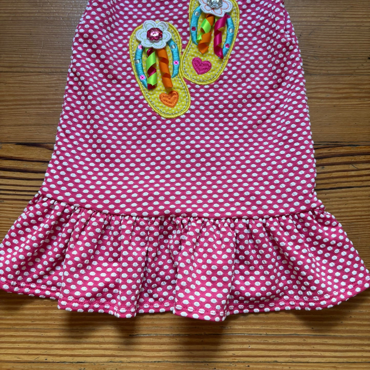 Youngland Baby pink white polka dot flip flop sleeveless toddler dress SIZE 24M