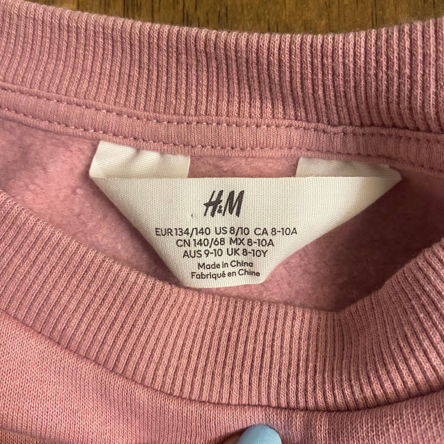 H&M pink ruffle shoulder pullover crew girls sweatshirt SIZE 8