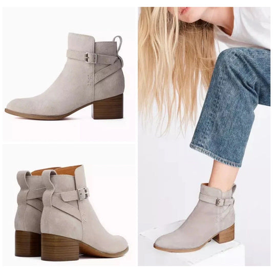 Rag & Bone Walker buckle gray suede leather heeled booties SIZE 10