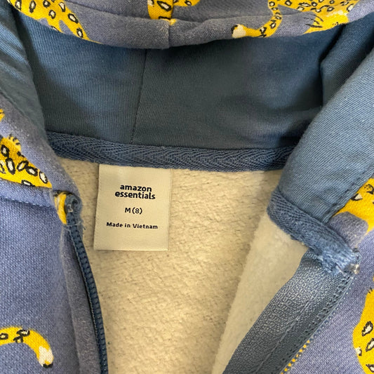 Amazon Essentials blue tiger printed full zip hooded sweatshirt SIZE M