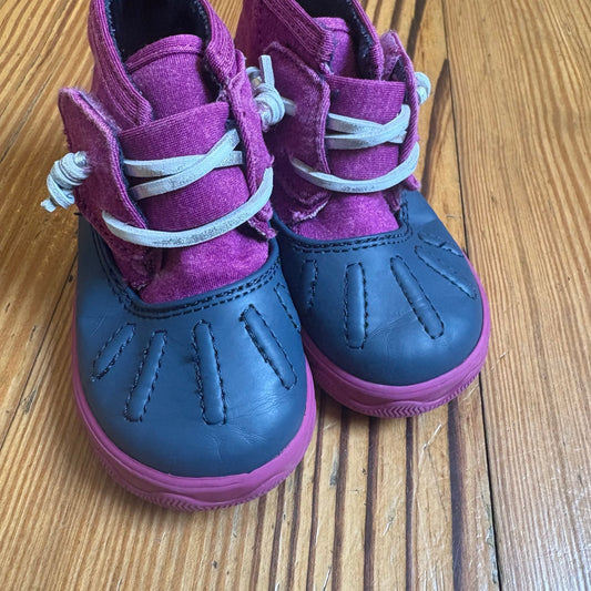 Sperry purple navy rubber sole toddler rain boots SIZE 4