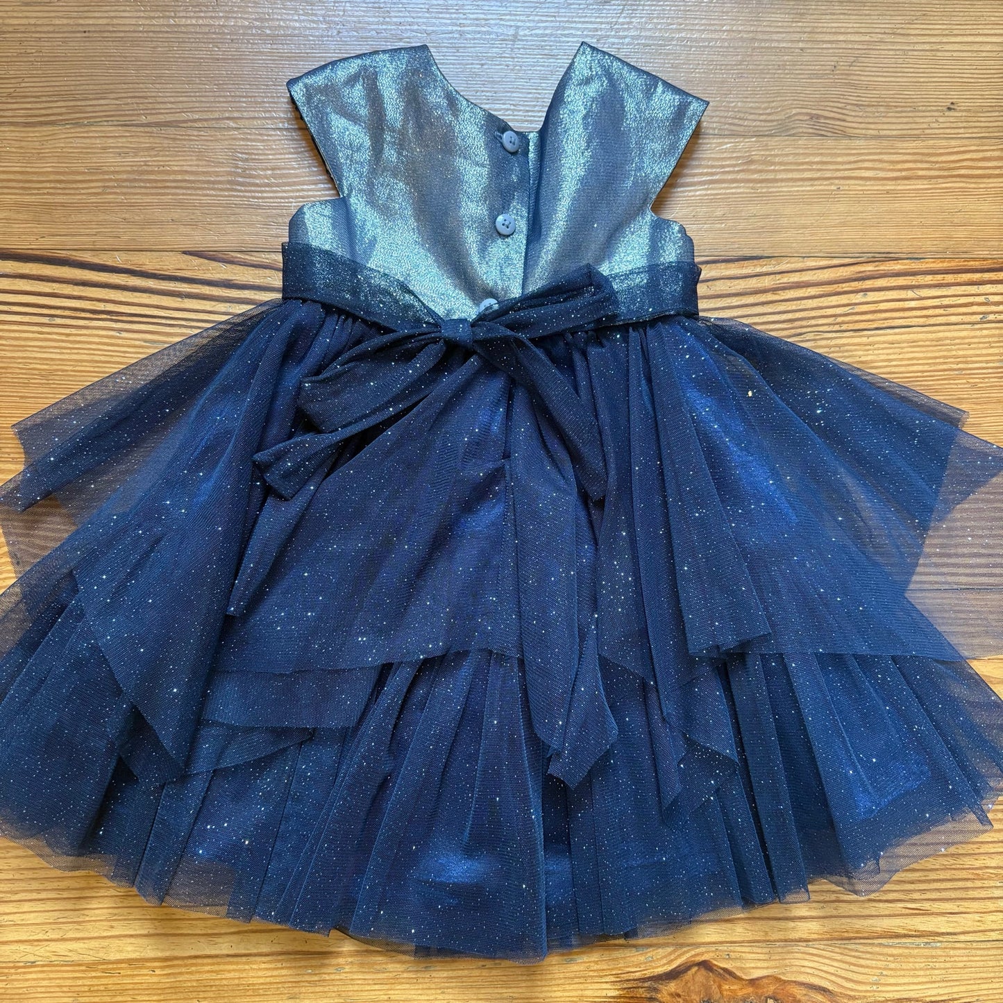 Jona Michelle navy blue silver glitter tutu toddler formal dress SIZE 2T