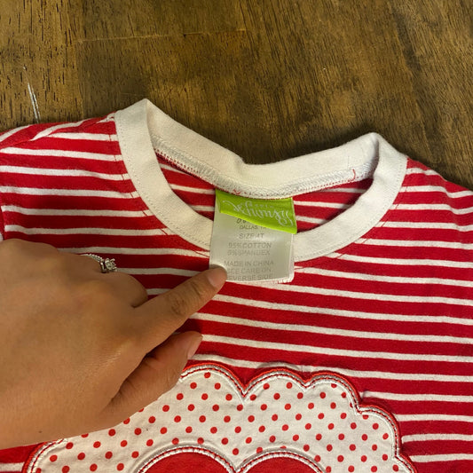 Classic Whimsy red white heart embroidered long sleeve shirt SIZE 4T