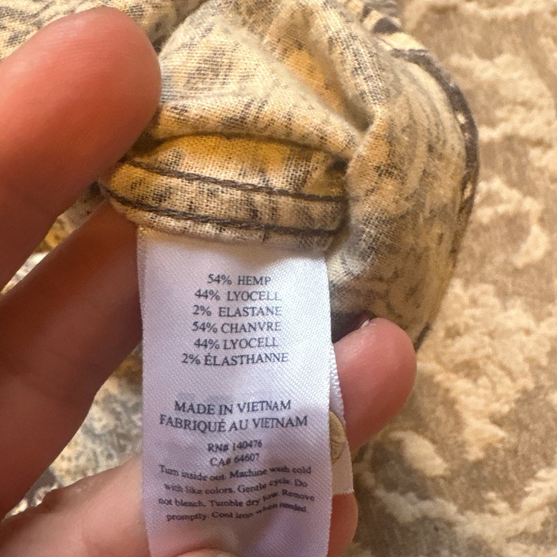 Faherty Breeze Camp brown desert floral short sleeve button mens shirt SIZE XL