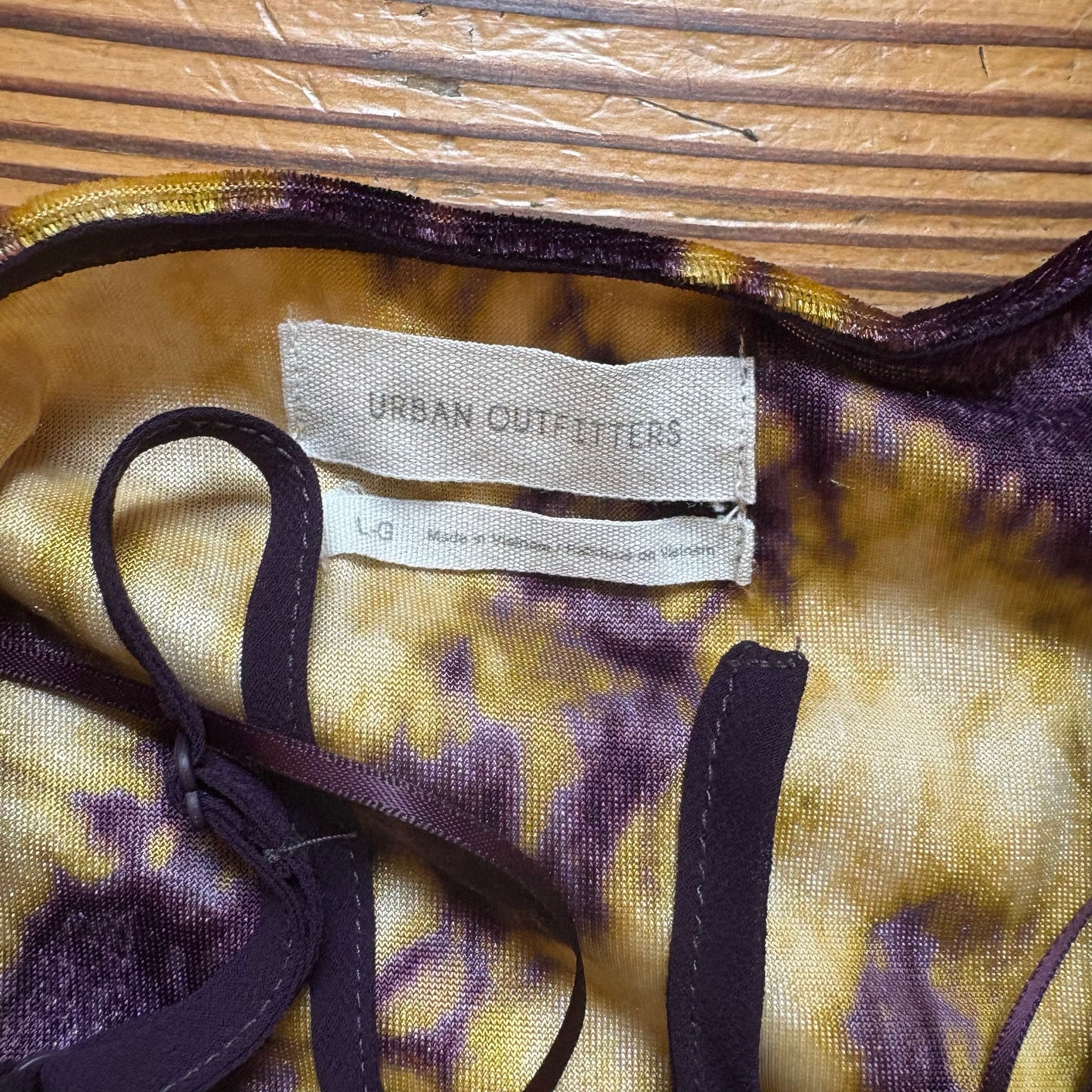 Urban Outfitters purple gold velvet sleeveless mini slip dress SIZE L