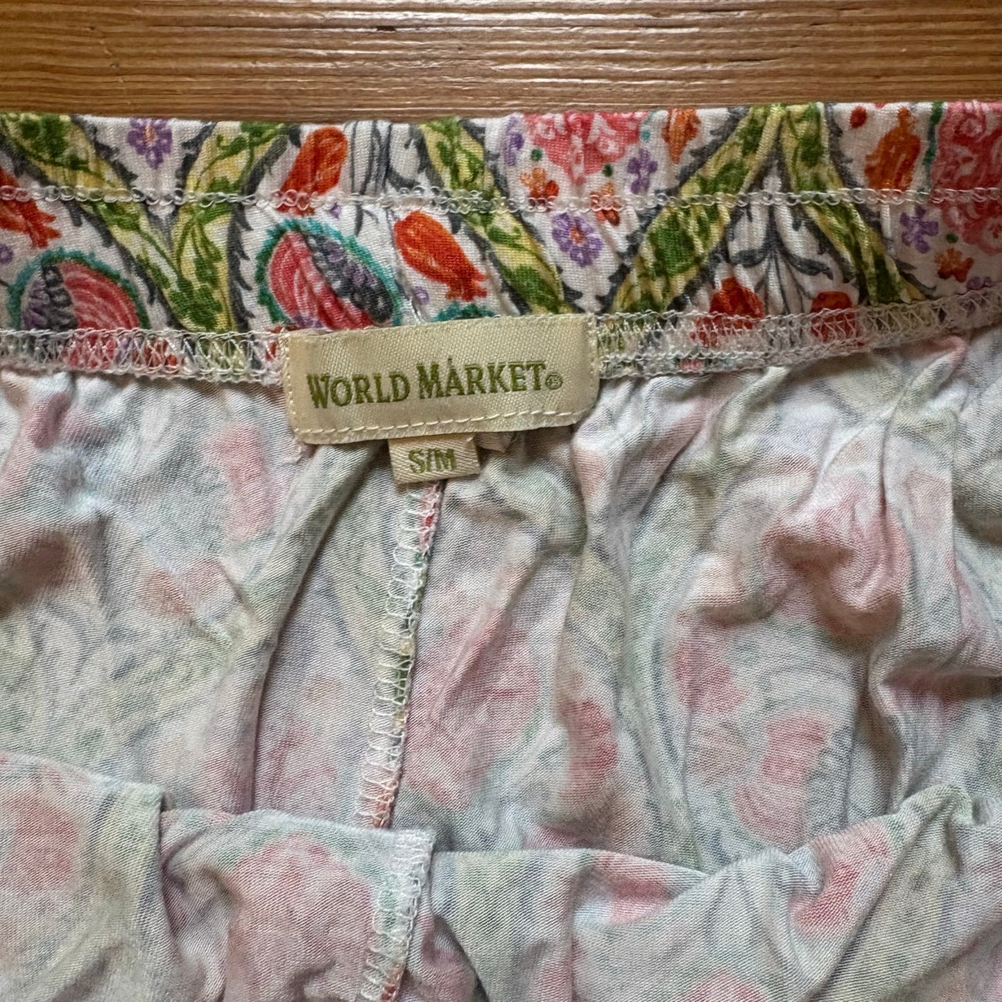 World Market pink green paisley drawstring short SIZE S/M