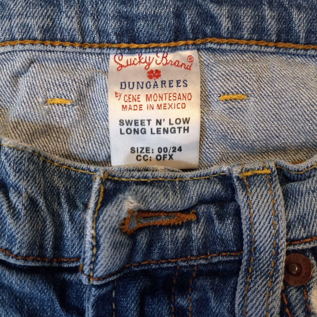 Lucky Brand Dungarees y2k medium wash low rise denim womens jeans SIZE 00