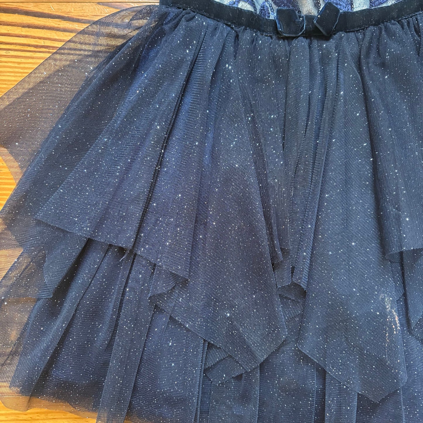 Jona Michelle navy blue silver glitter tutu toddler formal dress SIZE 2T