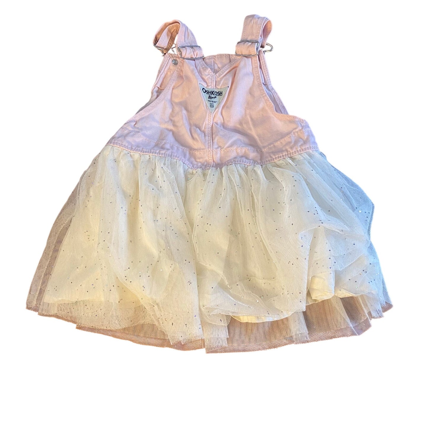 OshKosh B'gosh light pink white tutu unicorn adjustable overall skirt SIZE 3T