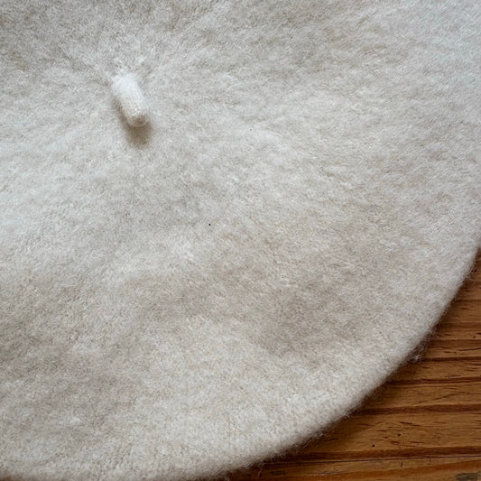 Ivory White French wool beret womens hat SIZE OS