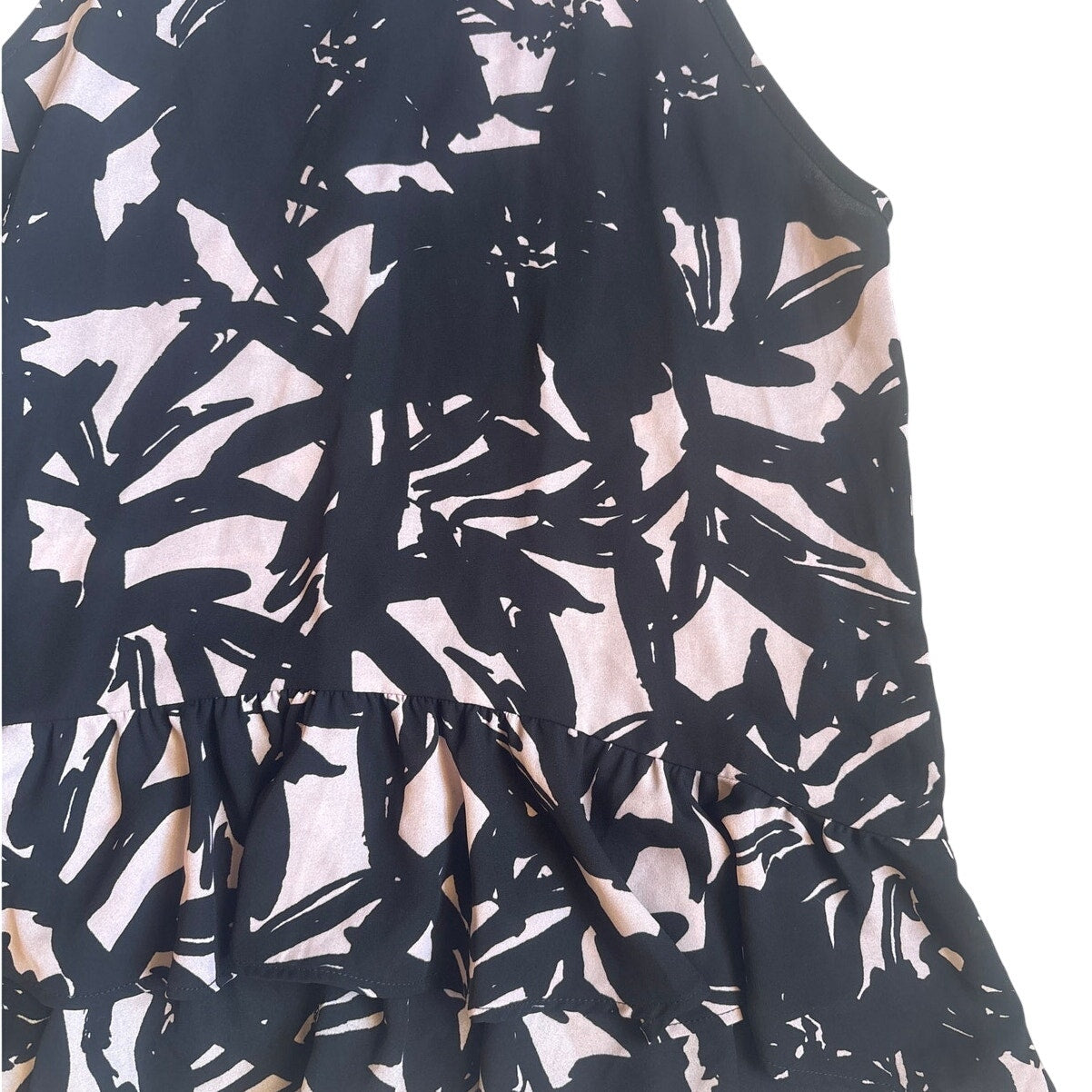 Eight Sixty black with pink ruffle bottom halter top SIZE S