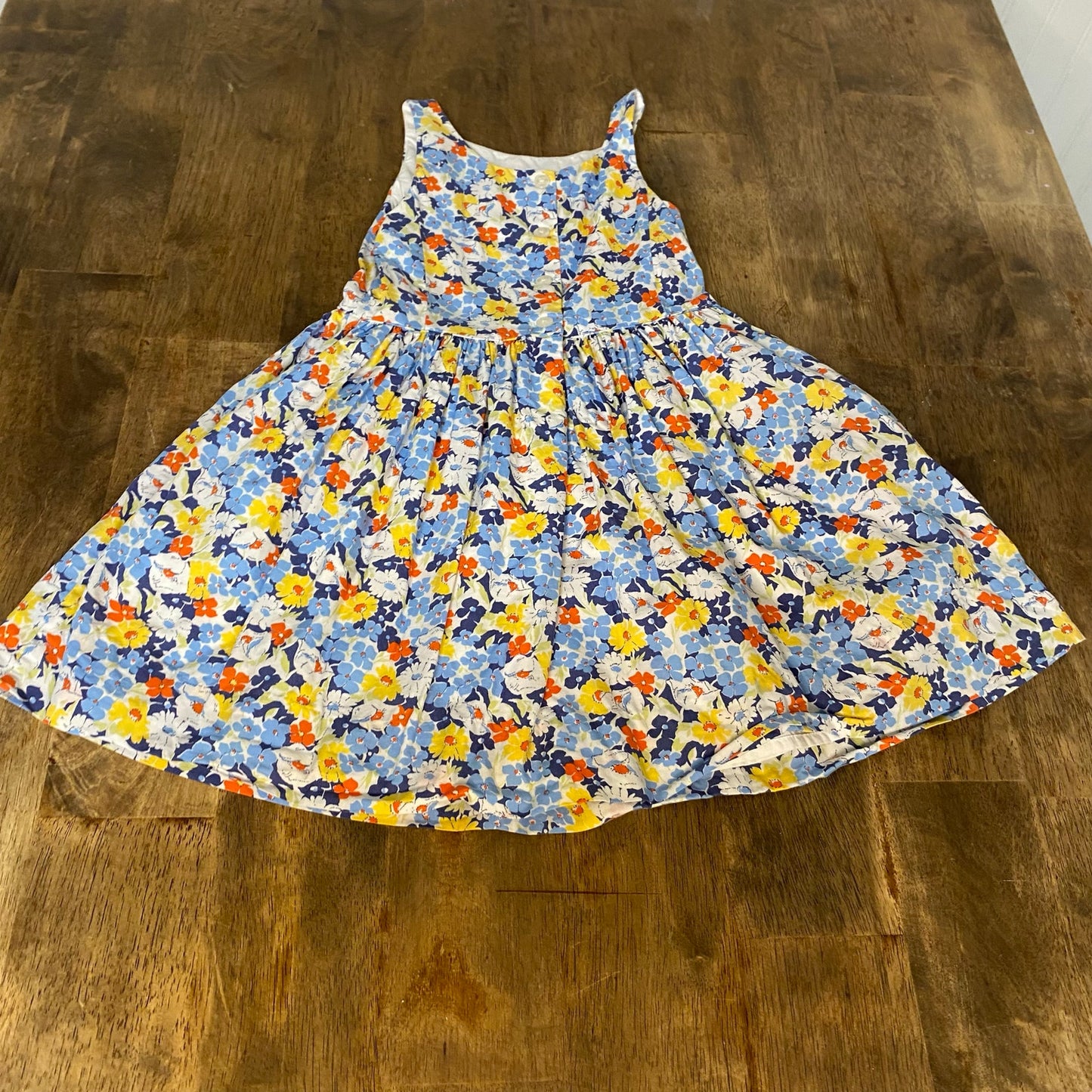 Polo Ralph Lauren blue yellow floral tank fit flare dress SIZE 5