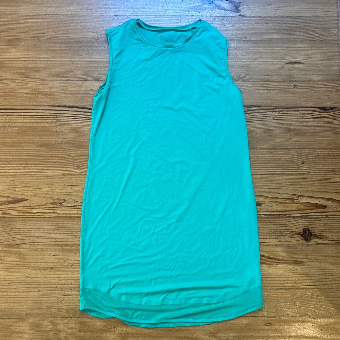 Athleta green sheer bottom hem tank athletic not lined dress SIZE MT