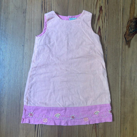 Lydia Jane light pink linen sleeveless seashell embroidered girls dress SIZE 5