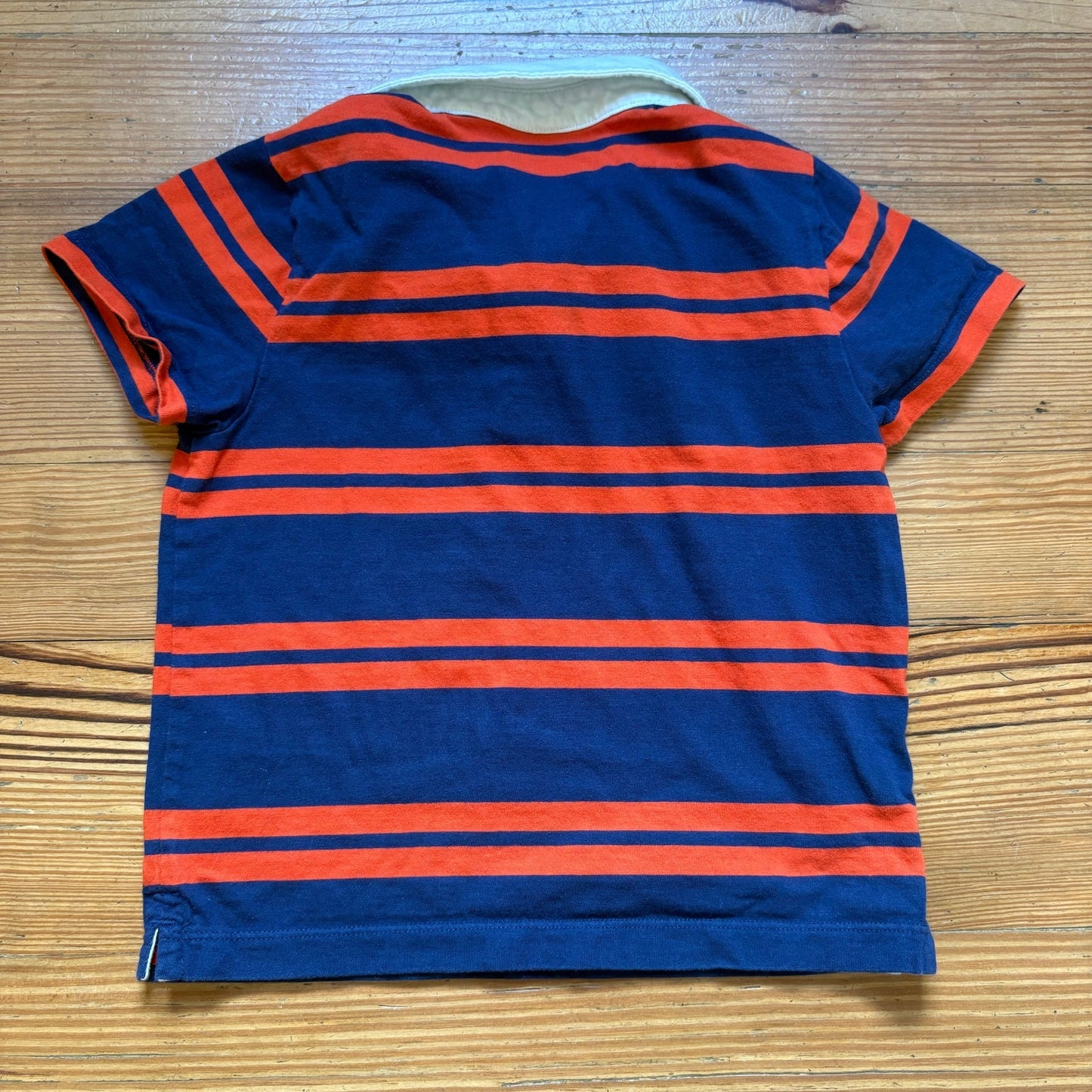Hanna Andersson orange blue striped short sleeve polo shirt SIZE 3T