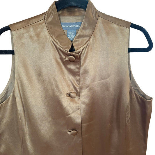 Banana Republic brown bronze silk button vest SIZE 10