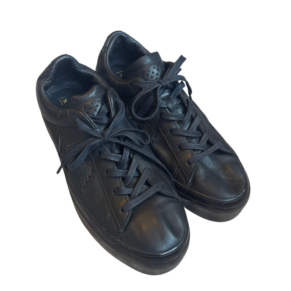 Converse All Star black leather platform low top lace sneakers SIZE 9