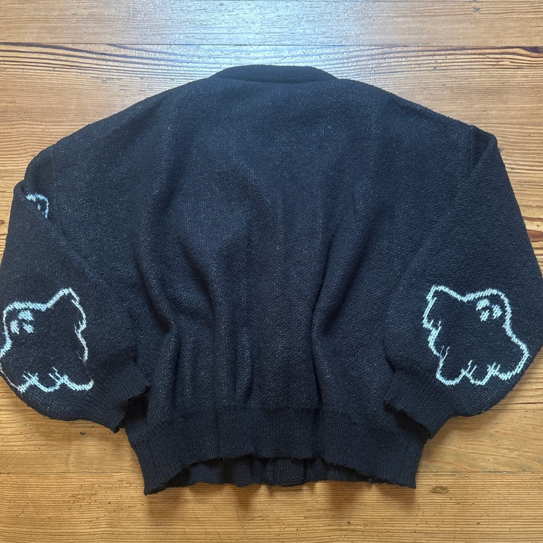 Shein black ghost Halloween chunky knit cardigan sweater SIZE 1XL