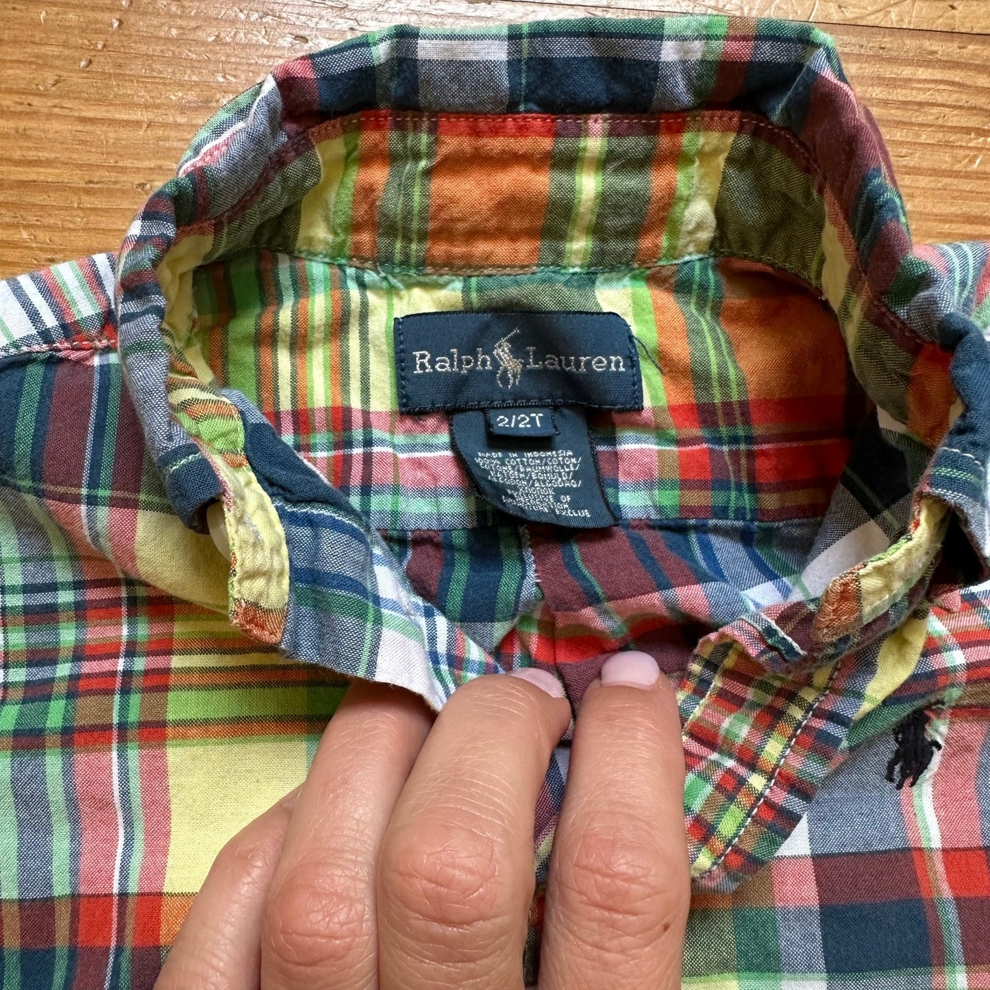 Ralph Lauren colorful checkered short sleeve button up shirt SIZE 2