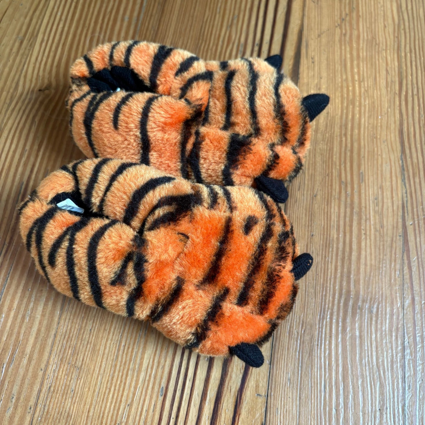 Tiger orange black striped print soft toddler slippers SIZE 5