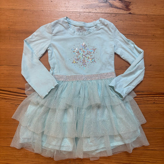 OshKosh B'gosh light blue snowflake tiered long sleeve tutu dress SIZE 3T