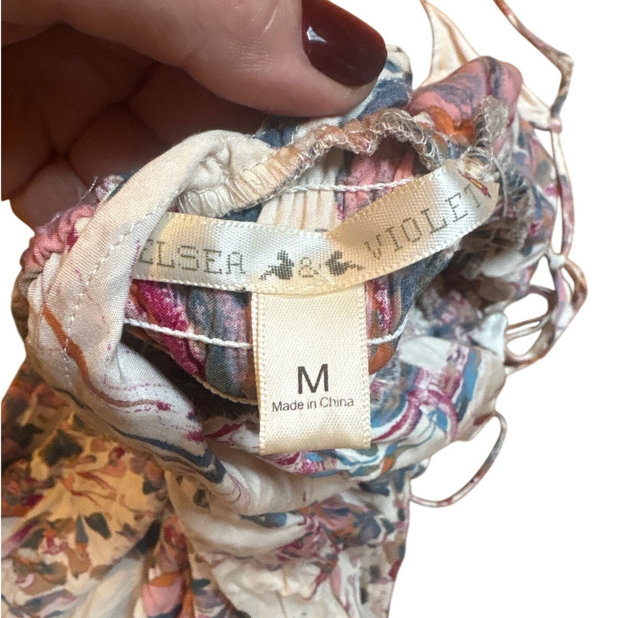 Chelsea & Violet pink floral boho open back adjustable flutter dress SIZE M