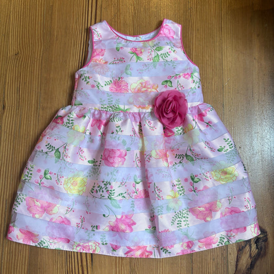 Wonder Nation pink floral sheer accent sleeveless party dress SIZE 3T
