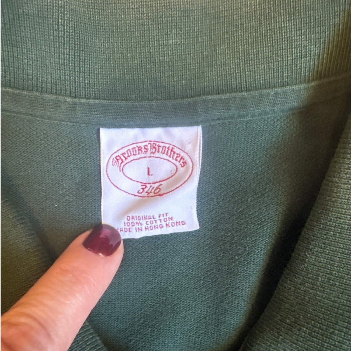 Brooks Brothers dark green short sleeve cotton mens polo shirt L