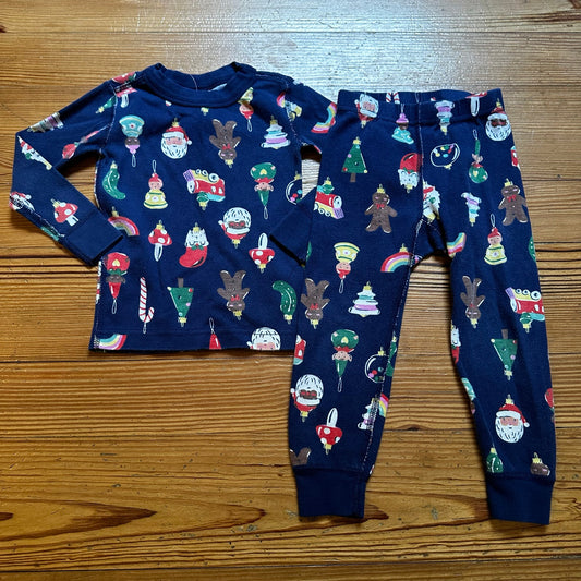 Hanna Andersson navy blue Christmas ornament Santa pajama set SIZE 3T