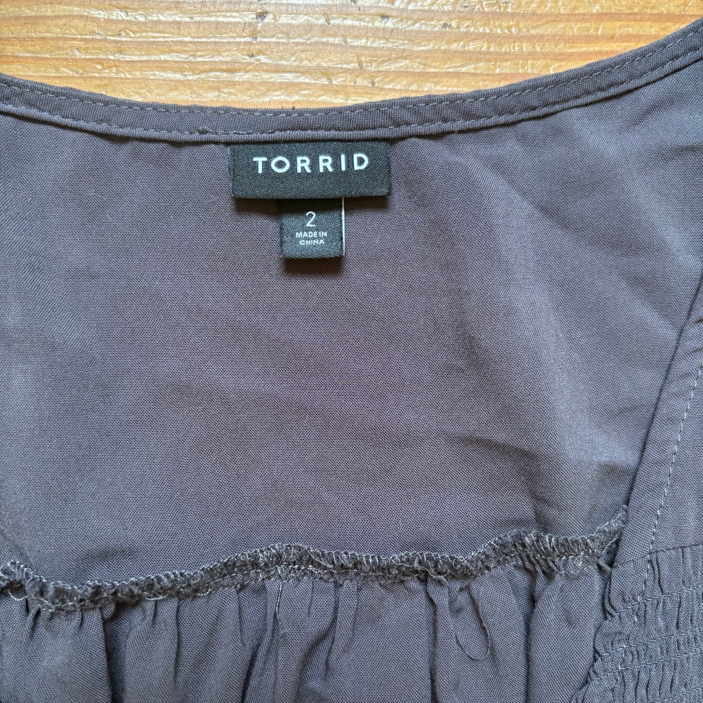 Torrid dark gray quarter sleeve button up smocked blouse shirt SIZE 2XL