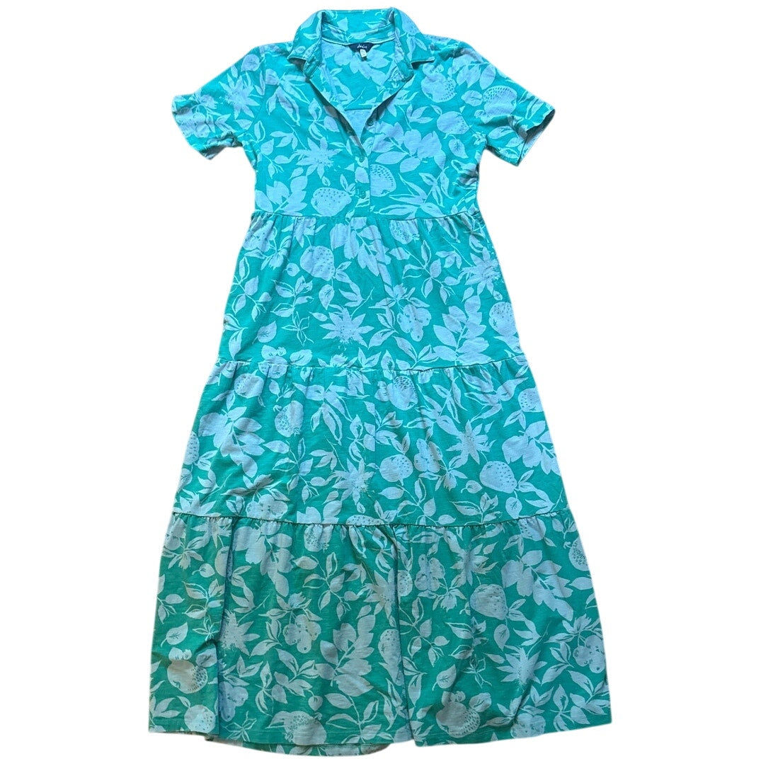 Joules green light blue floral fruit tiered short sleeve maxi dress SIZE 8