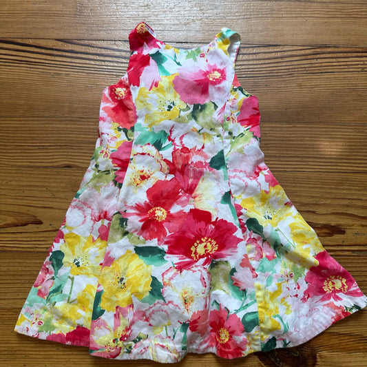 Polo Ralph Lauren pink yellow floral sleeveless flare button back dress SIZE 3T
