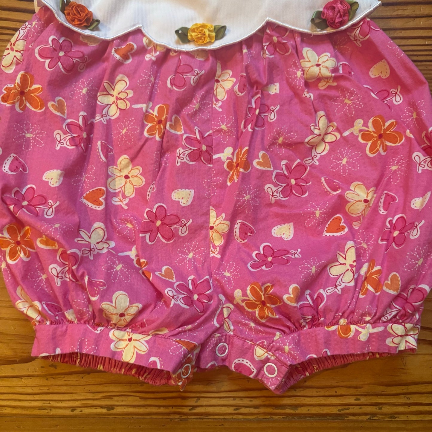 B.T. Kids 90s pink white floral sleeveless bubble one piece SIZE 24M