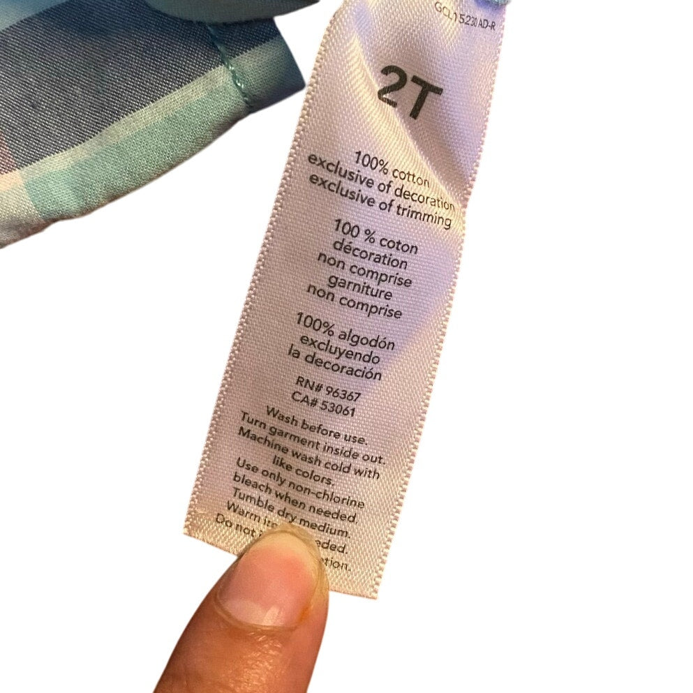 OshKosh B'gosh blue pastel plaid long sleeve button up shirt SIZE 2T