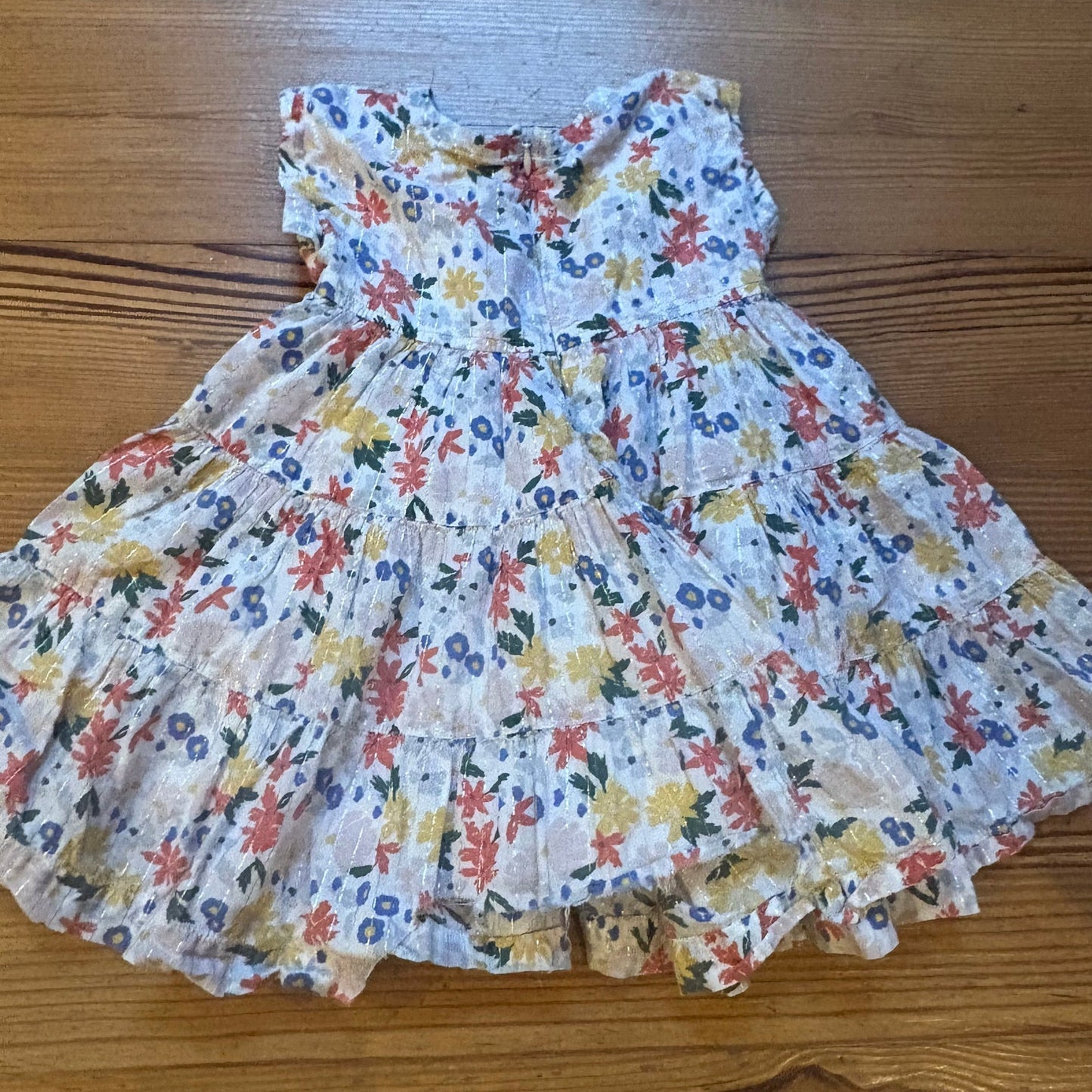 Pink Chicken white floral flutter short sleeve toddler dress SIZE 2T