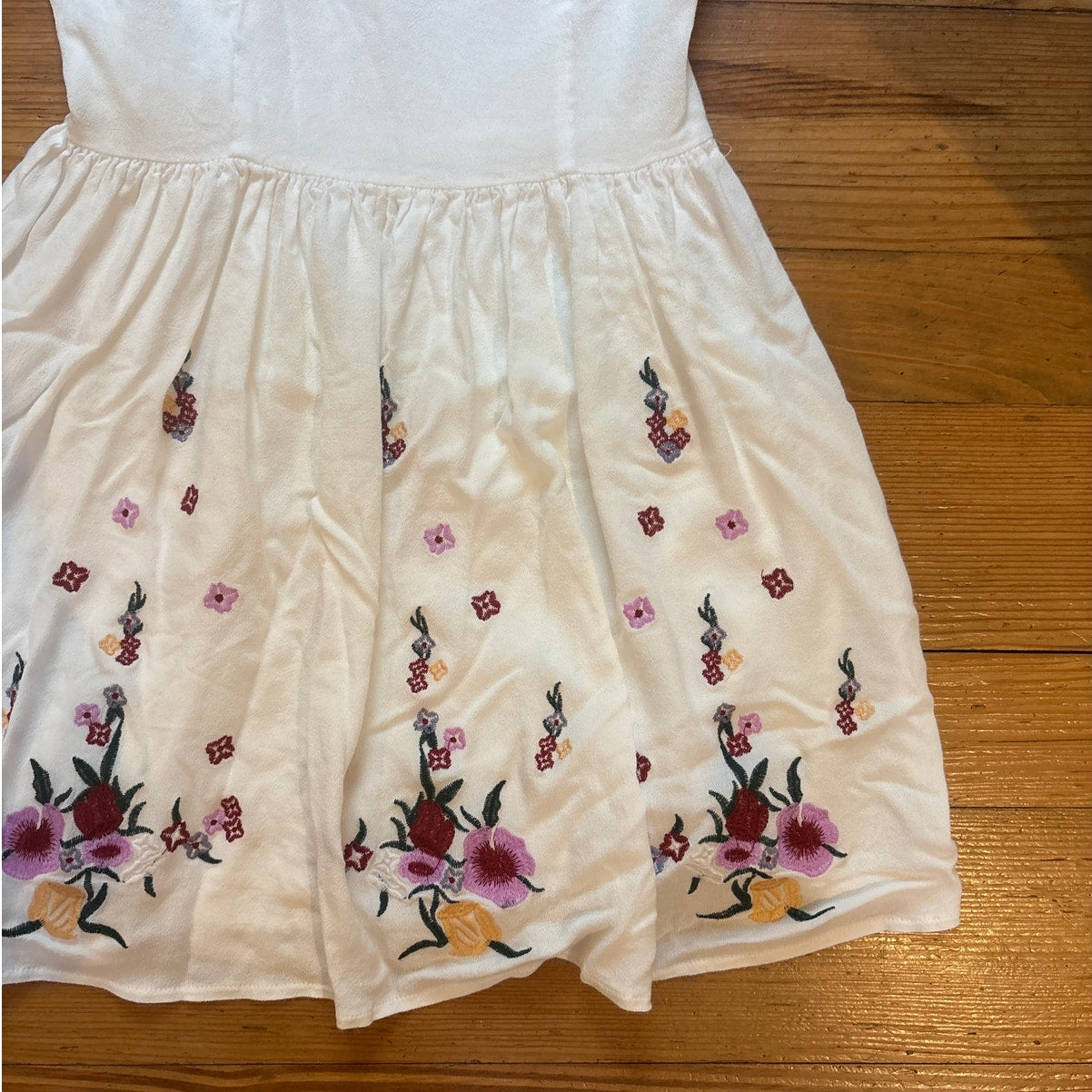Altar'd State white sleeveless floral fit flare embroidered mini dress SIZE M